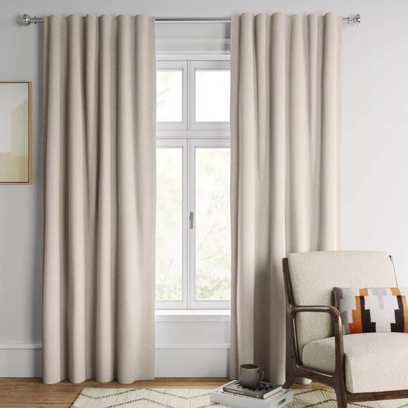 Threshold Aruba Blackout Rod Pocket Natural Single Curtain Panel 50" x 95" - Picture 1 of 7